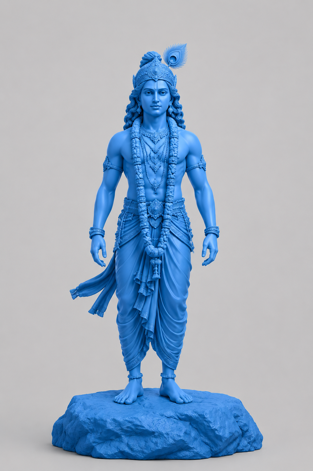Krishna Standing Model On Rock 3D Model (5 Inch)